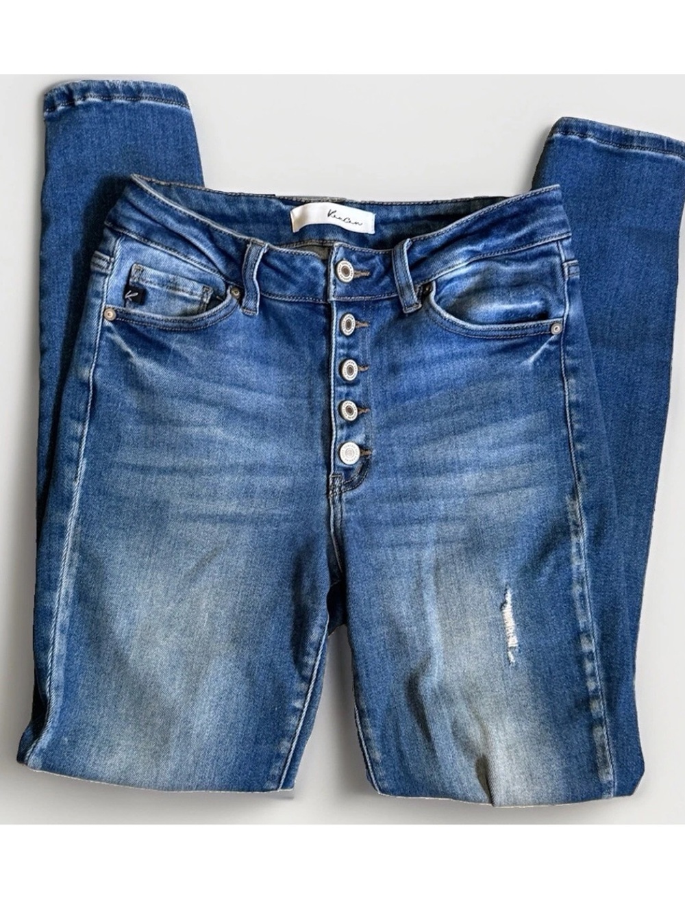 (9/28) KanCan Women's Jeans Button Front, Ankle Skinny, Blue, Stretch